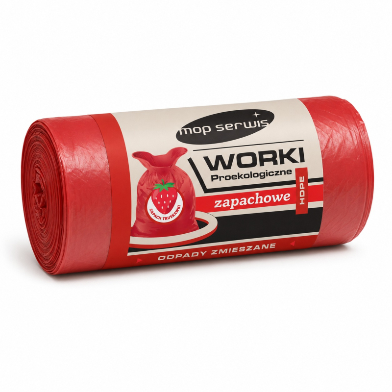 Worki na śmieci 60L HDPE zapachowe truskawka wiązane 18 szt